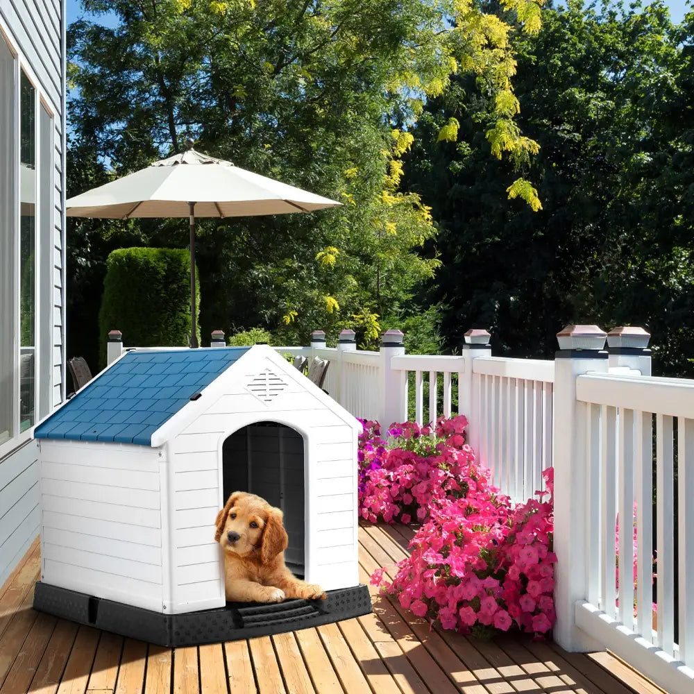 Plastic Waterproof Ventilate Pet Puppy House - Blue - Dog Kennels