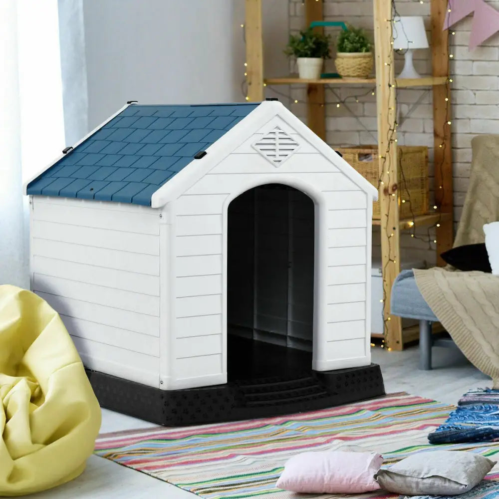 Plastic Waterproof Ventilate Pet Puppy House - Blue - Dog Kennels