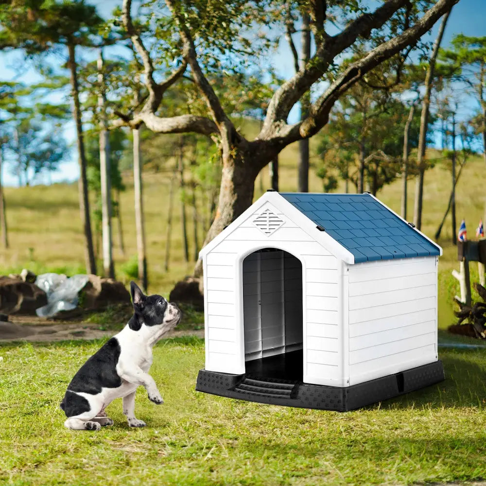 Plastic Waterproof Ventilate Pet Puppy House - Blue - Dog Kennels