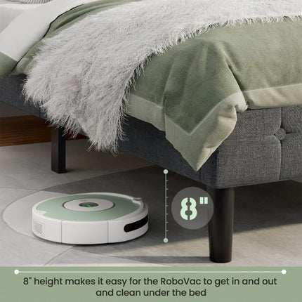 Platform Bed with Button Tufted Headboard-Gray - Gray - Simple Bed Frame