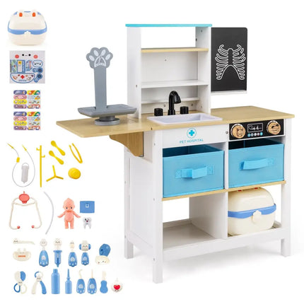 Play Doctor's Office Wood Medical Center Toy Set with Blackboard - White - Oasis Home Essentials