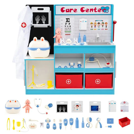 Play Doctor's Office Wood Medical Center Toy Set with Examine Region - Blue - Oasis Home Essentials