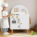 Play Kitchen for Kids Wooden Kitchen Playset with Stoves Faucet Sink Microwave and Oven-White - White - Play Kitchen