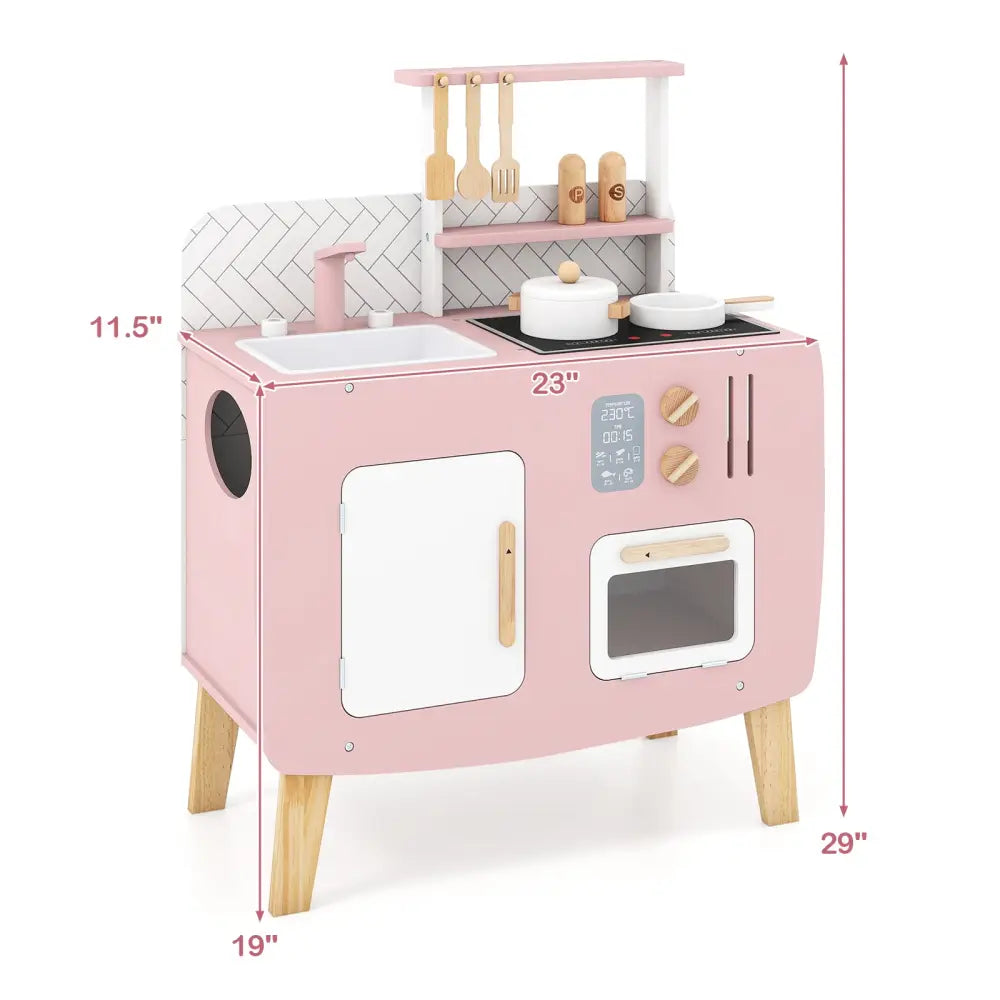 Play Kitchen for Kids Wooden Kitchen Playset with Stoves Sink Faucet and Oven - Play Kitchen Sets