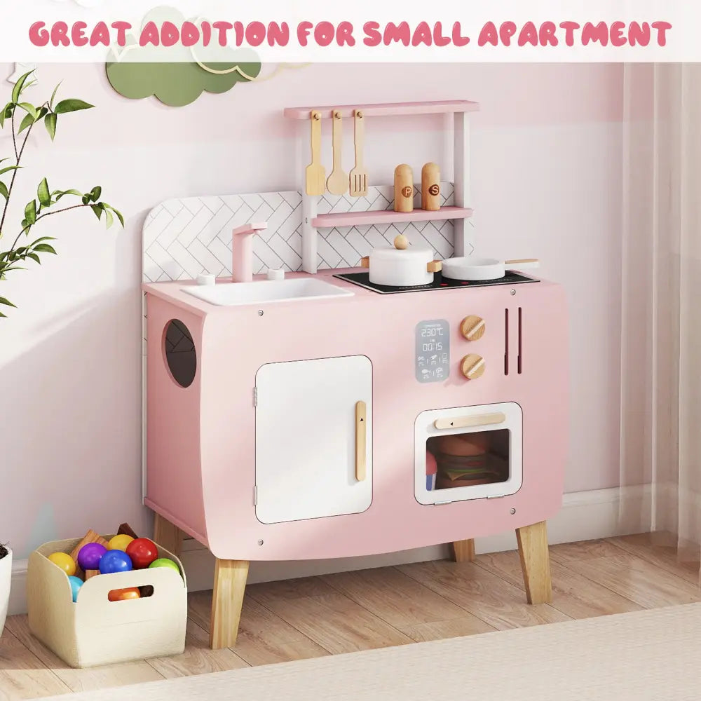 Play Kitchen for Kids Wooden Kitchen Playset with Stoves Sink Faucet and Oven - Play Kitchen Sets