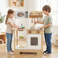 Play Kitchen Wooden Toy Kitchen Playset with Chalkboard Birthday Gift for Kids Aged 3 +-White - White - Play Kitchen
