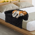 Plush Calming Dog Couch Bed with Anti-Slip Bottom-M - Black - Dog Supplies
