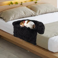 Plush Calming Dog Couch Bed with Anti-Slip Bottom-S - Black - Dog Supplies