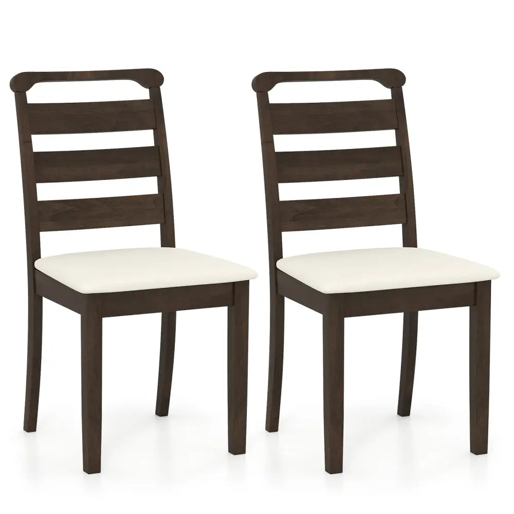 Polyester Upholstered Wooden Dining Chair Set of 2-Walnut - Walnut - Dining Chairs
