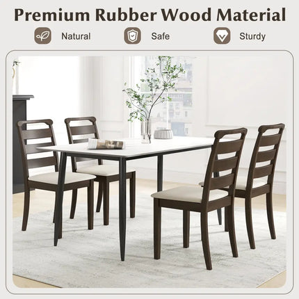Polyester Upholstered Wooden Dining Chair Set of 2-Walnut - Walnut - Dining Chairs