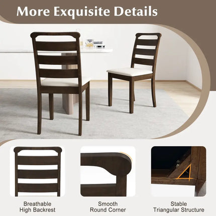 Polyester Upholstered Wooden Dining Chair Set of 2-Walnut - Walnut - Dining Chairs