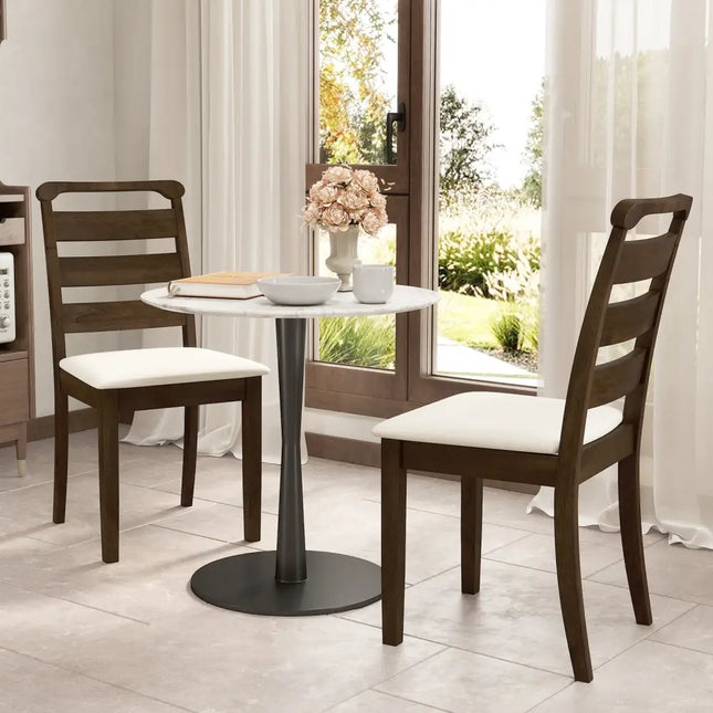 Polyester Upholstered Wooden Dining Chair Set of 2-Walnut - Walnut - Dining Chairs