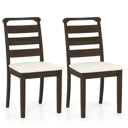 Polyester Upholstered Wooden Dining Chair Set of 2-Walnut - Walnut - Dining Chairs