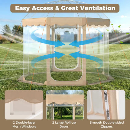 Pop Up Bubble Tent 10x10 FT for 8-10 People Weatherproof Pod with 540° Panoramic Clear PVC - Tents