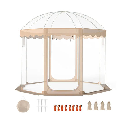 Pop Up Bubble Tent 10x10 FT for 8-10 People Weatherproof Pod with 540° Panoramic Clear PVC - Tents