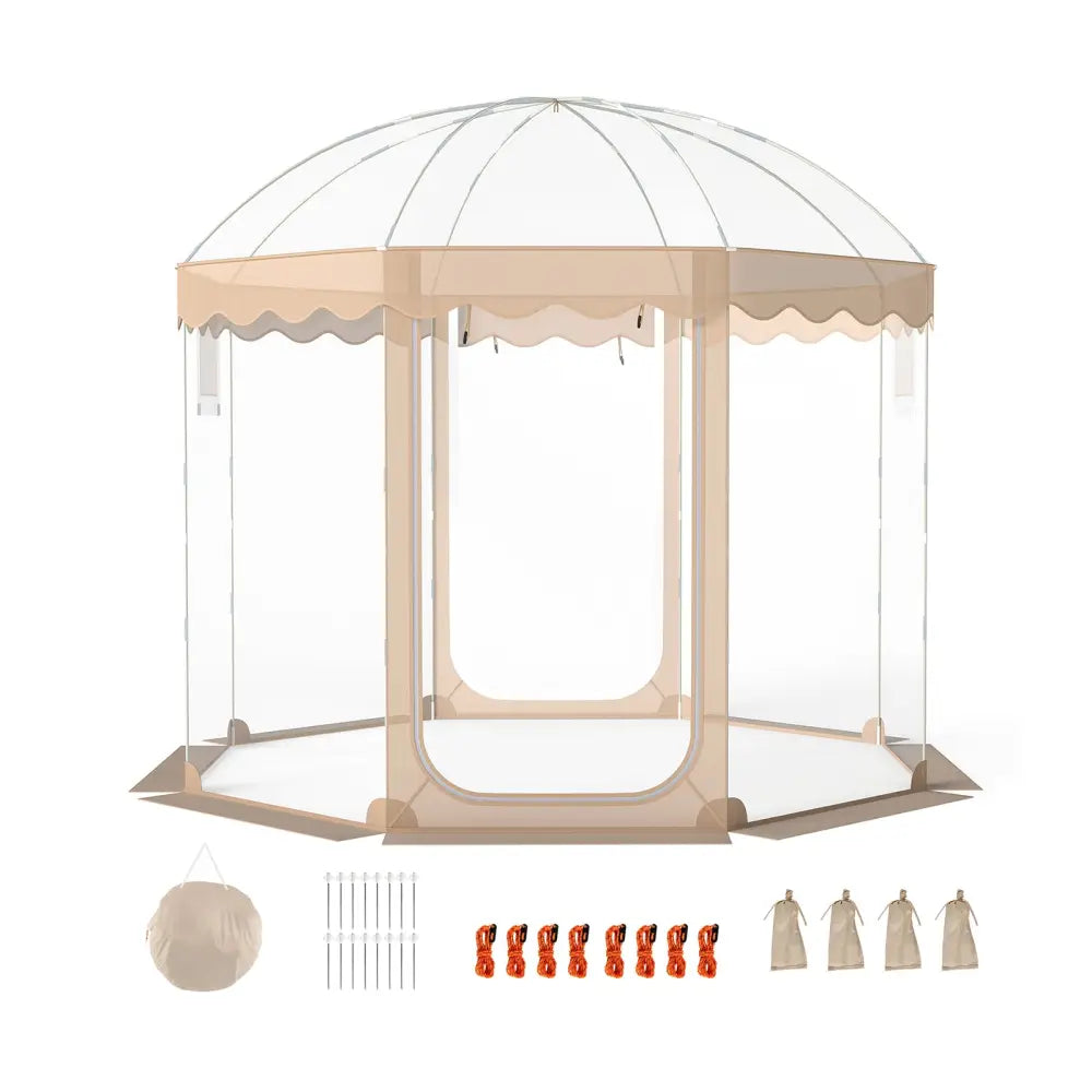 Pop Up Bubble Tent 10x10 FT for 8-10 People Weatherproof Pod with 540° Panoramic Clear PVC - Tents