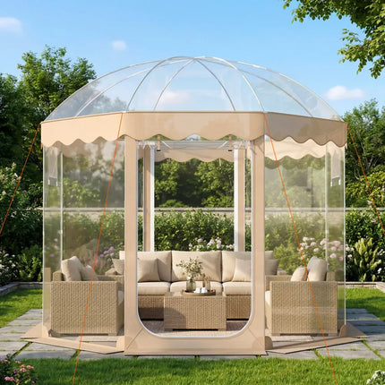 Pop Up Bubble Tent 10x10 FT for 8-10 People Weatherproof Pod with 540° Panoramic Clear PVC - Tents