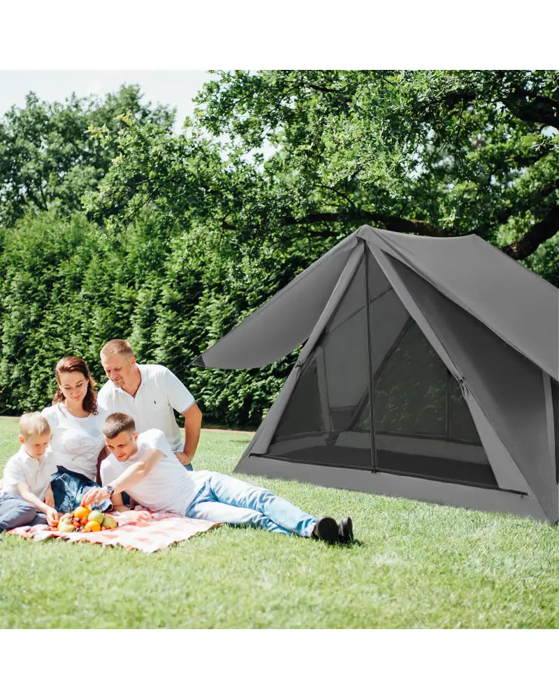 Pop-up Camping Tent for 2-3 People with Carry Bag and Rainfly for Backpacking Hiking Trip-Gray - Gray - Tents