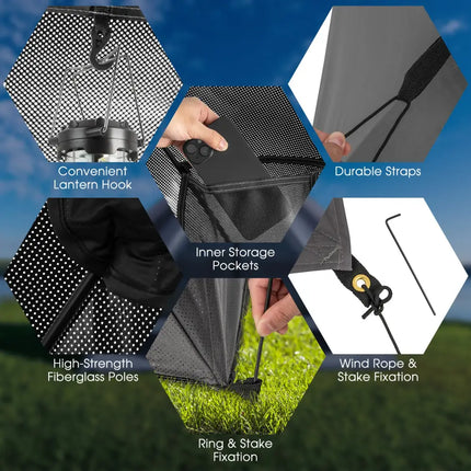 Pop-up Camping Tent for 2-3 People with Carry Bag and Rainfly for Backpacking Hiking Trip-Gray - Gray - Tents