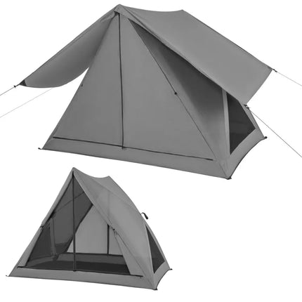 Pop-up Camping Tent for 2-3 People with Carry Bag and Rainfly for Backpacking Hiking Trip-Gray - Gray - Tents