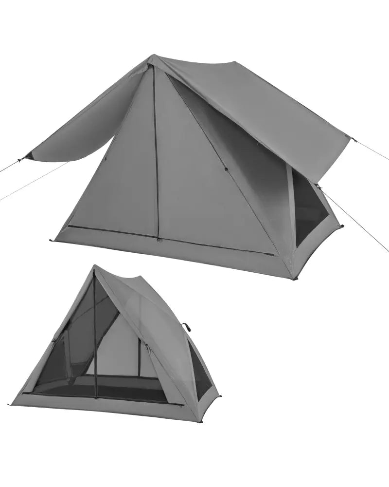 Pop-up Camping Tent for 2-3 People with Carry Bag and Rainfly for Backpacking Hiking Trip-Gray - Gray - Tents