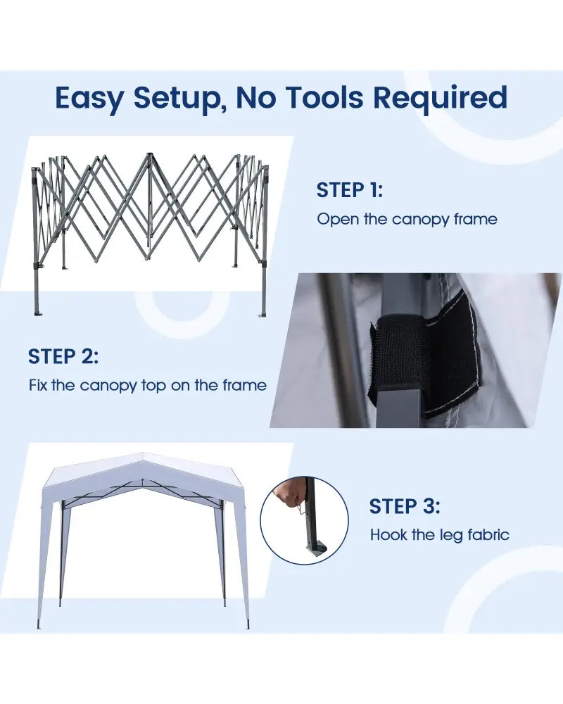 Pop up Canopy Tent with Portable Wheeled Bag 8 Stakes 4 Wind Ropes-White - White - Canopies