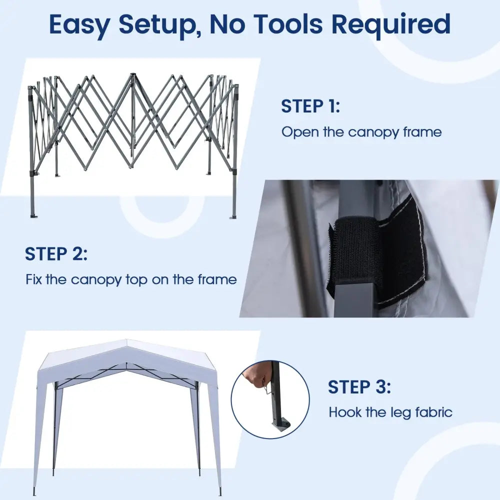 Pop up Canopy Tent with Portable Wheeled Bag 8 Stakes 4 Wind Ropes-White - White - Canopies