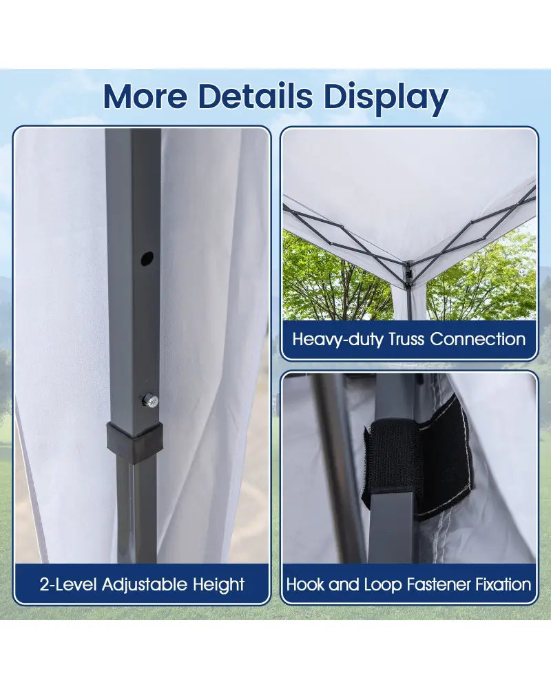 Pop up Canopy Tent with Portable Wheeled Bag 8 Stakes 4 Wind Ropes-White - White - Canopies