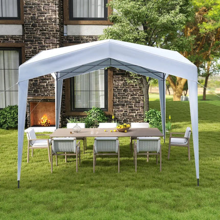Pop up Canopy Tent with Portable Wheeled Bag 8 Stakes 4 Wind Ropes-White - White - Canopies