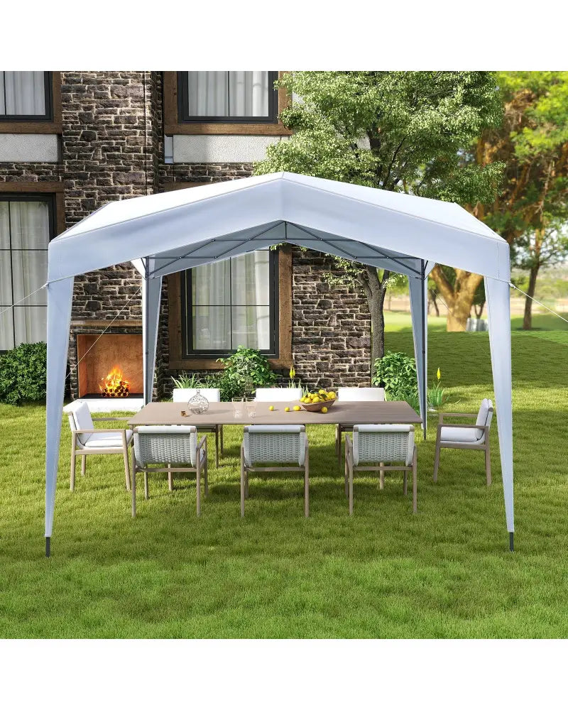 Pop up Canopy Tent with Portable Wheeled Bag 8 Stakes 4 Wind Ropes-White - White - Canopies