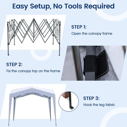 Pop up Canopy Tent with Portable Wheeled Bag 8 Stakes 4 Wind Ropes-White - White - Canopies
