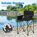 Portable 38 Inch Oversized High Camping Fishing Folding Chair - Black - Camping Furniture