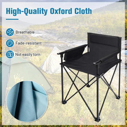 Portable 38 Inch Oversized High Camping Fishing Folding Chair - Black - Camping Furniture
