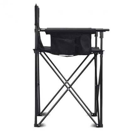 Portable 38 Inch Oversized High Camping Fishing Folding Chair - Black - Camping Furniture