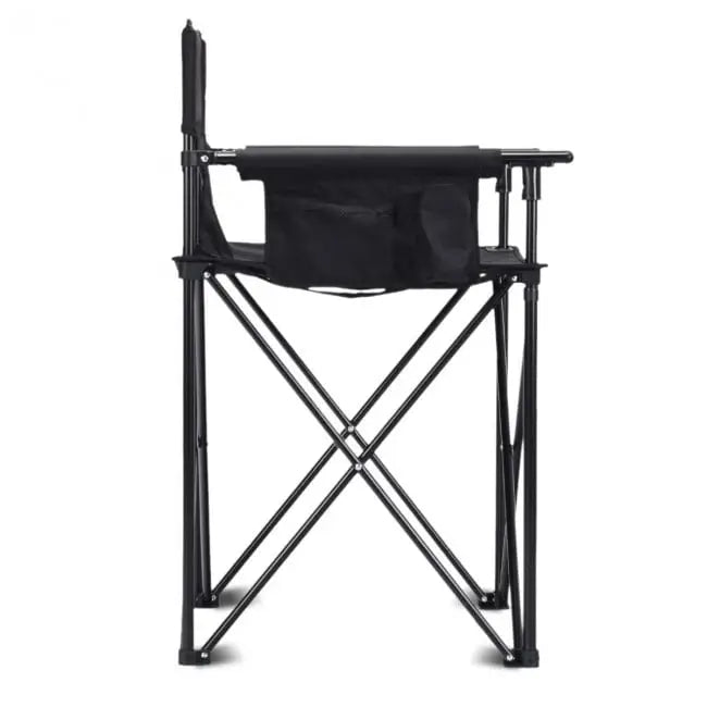 Portable 38 Inch Oversized High Camping Fishing Folding Chair - Black - Camping Furniture