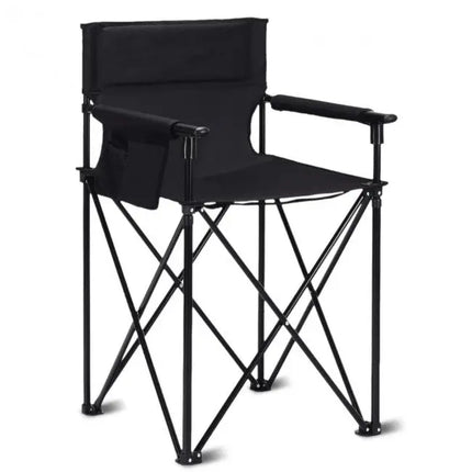 Portable 38 Inch Oversized High Camping Fishing Folding Chair - Black - Camping Furniture