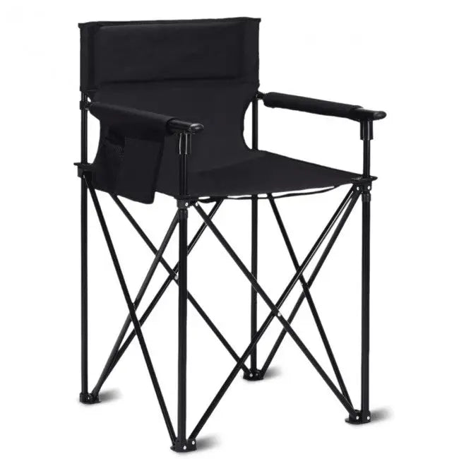 Portable 38 Inch Oversized High Camping Fishing Folding Chair - Black - Camping Furniture