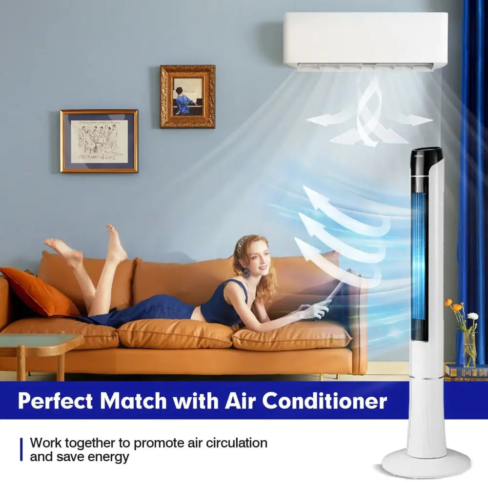 Portable 48 Inches Tower Fan with Remote Control-White Costway