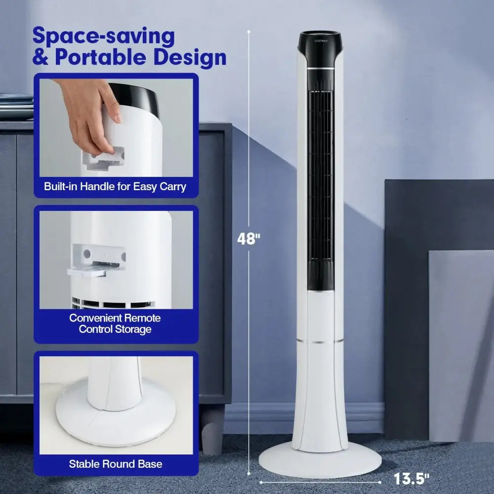 Portable 48 Inches Tower Fan with Remote Control-White Costway