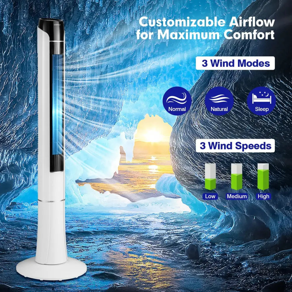 Portable 48 Inches Tower Fan with Remote Control-White - White - Fans