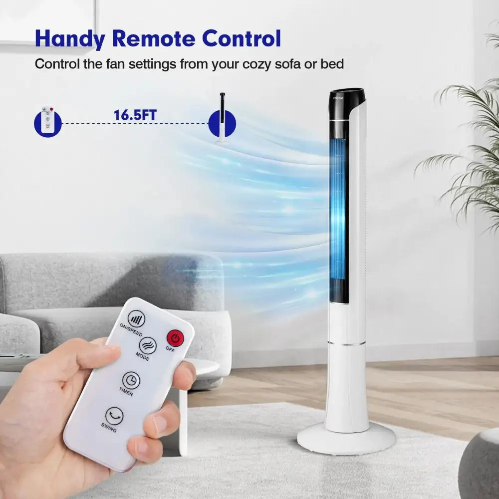 Portable 48 Inches Tower Fan with Remote Control-White Costway