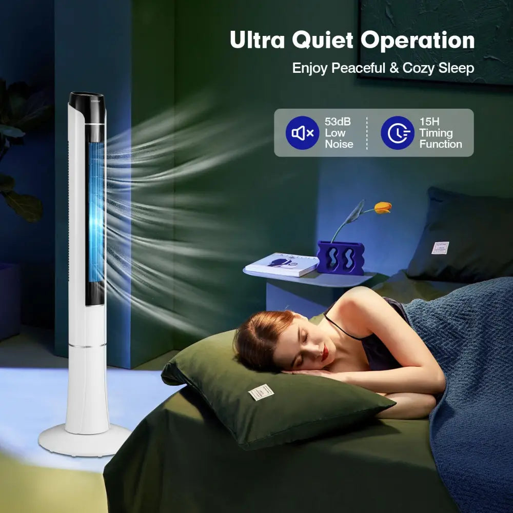 Portable 48 Inches Tower Fan with Remote Control-White - White - Fans