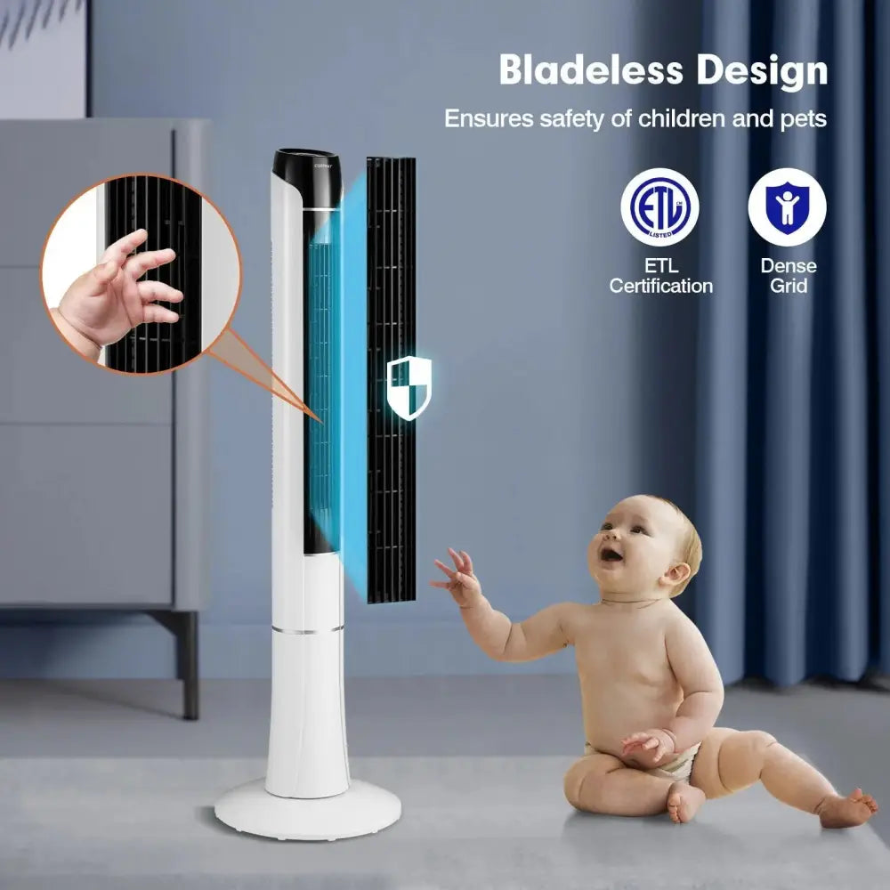 Portable 48 Inches Tower Fan with Remote Control-White Costway
