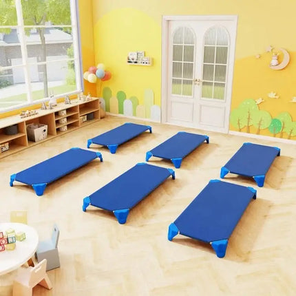 Portable 6 Pack Stackable Daycare Cots Sleeping Bed for Kids 52 InchBlue - Oasis Home Essentials