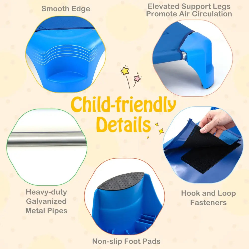 Portable 6 Pack Stackable Daycare Cots Sleeping Bed for Kids 52 Inch-Blue - Blue - Toddler Beds