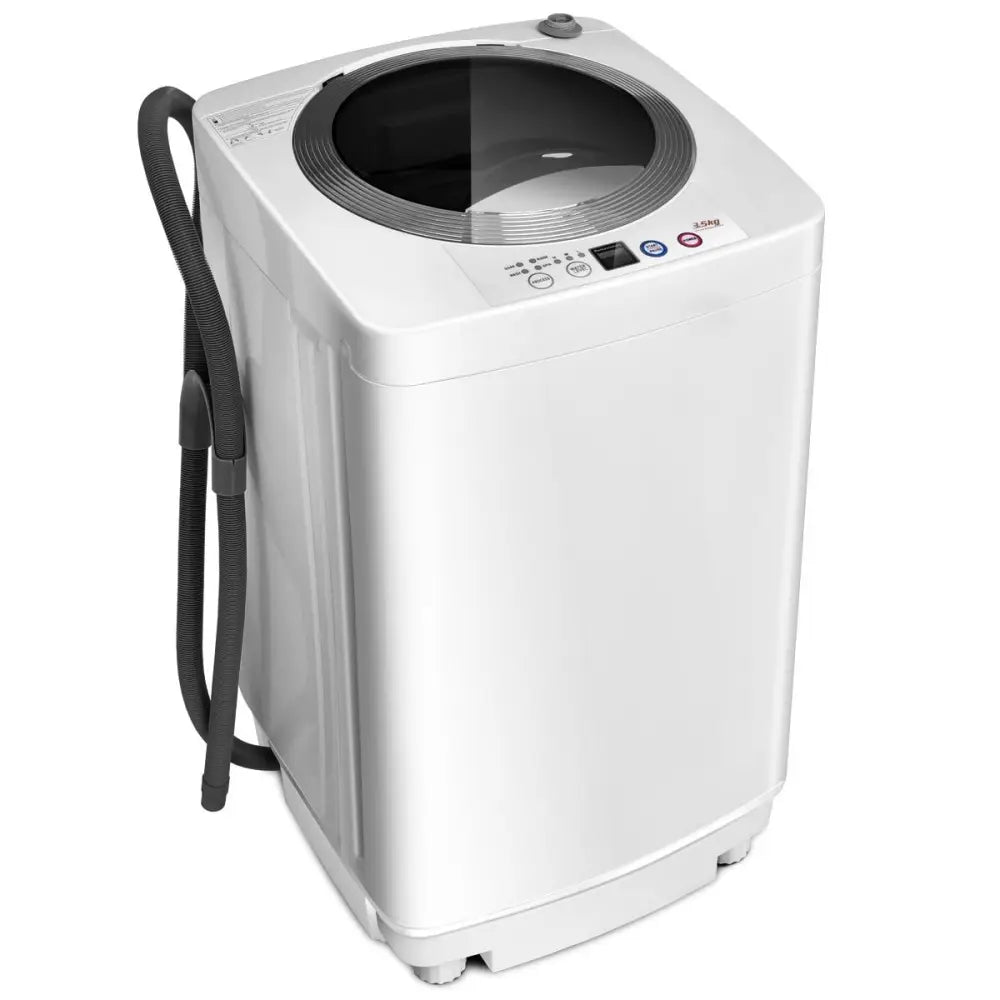 Portable 7.7 lbs Automatic Laundry Washing Machine with Drain Pump - White - Washing Machines