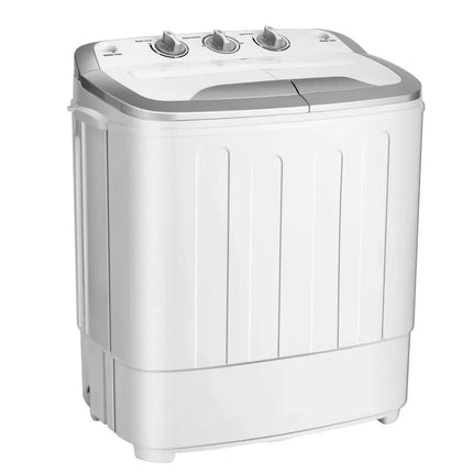 Portable 8 lbs Mini Twin Tub Spinner Semi-Automatic Washing Machine-Gray Costway
