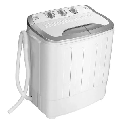 Portable 8 lbs Mini Twin Tub Spinner Semi-Automatic Washing Machine-Gray Costway