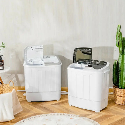 Portable 8 lbs Mini Twin Tub Spinner Semi-Automatic Washing Machine-Gray Costway