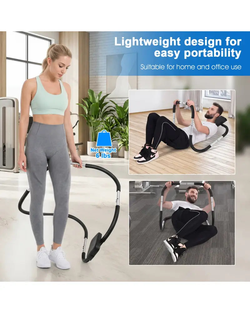 Portable AB Trainer with Headrest and Foam Handle for Office Home Gym-Silver - Silver - Benches Racks & Bars